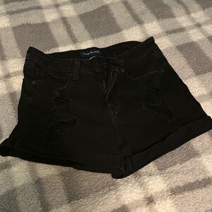 Aeropostale Black Denim high rise midi shorts.